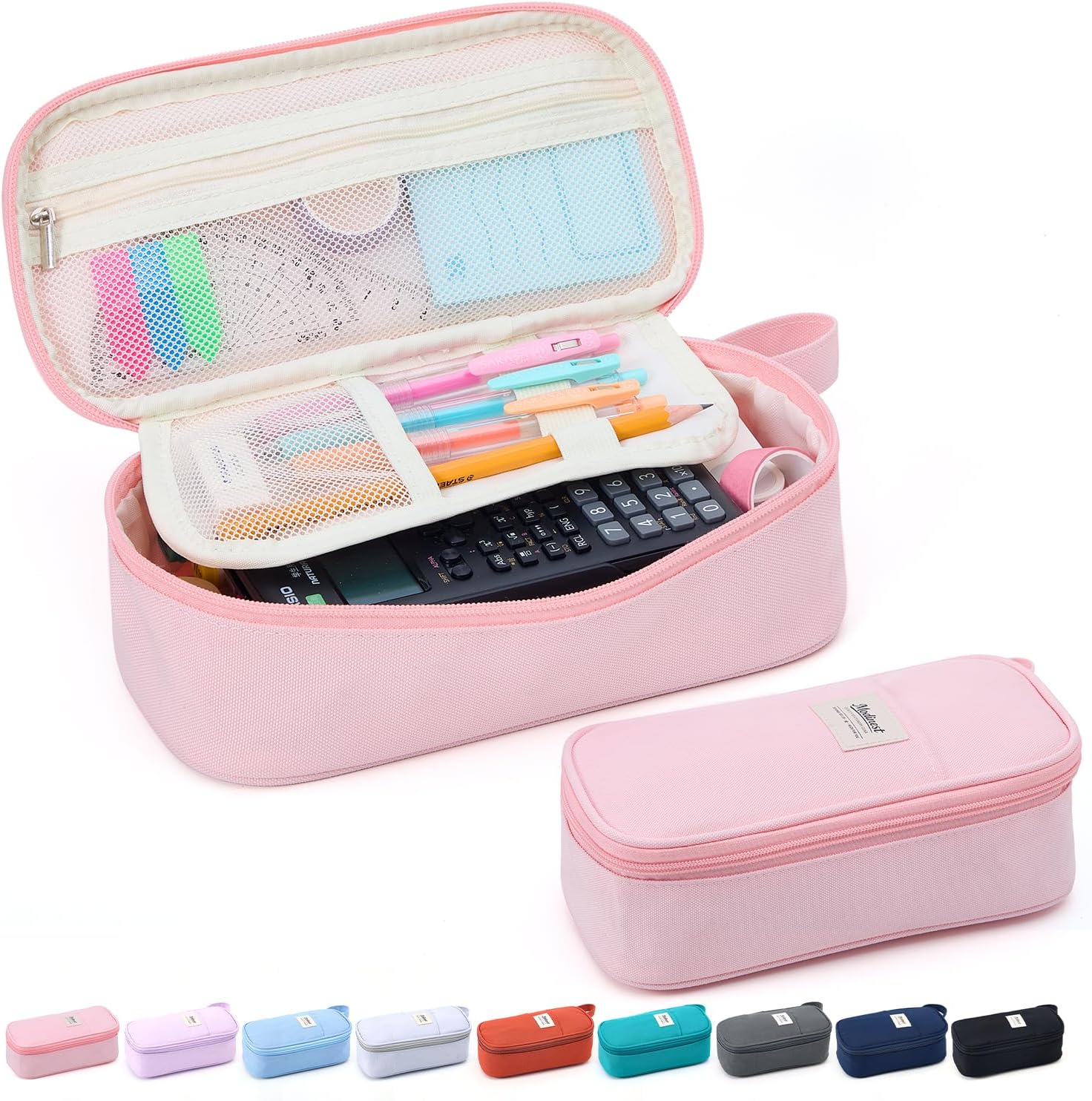 Pencil Case Pouch, Large Capacity Pen Bag Organizer, Cute Aesthetic Pencil Box for Girls Boys Kids, Back to School Supplies, Teacher Supplies Classroom Essentials, Pink