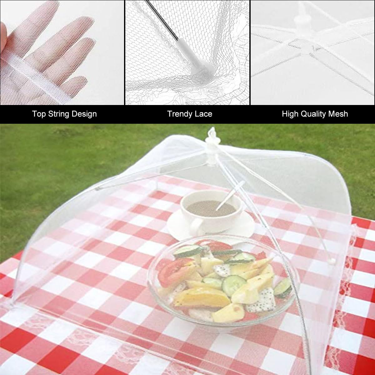 Cubiertas para Alimentos, Cubierta Plegable para Alimentos, Cubierta Contra Moscas, 3 Piezas Mosquitera Comida Desplegable, Cubierta Plegable para Tartas, Cubierta Protectora Alimentos Fresca, 32*32cm