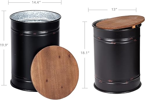 Miniatura 3 de RUSTOWN Mesa auxiliar decorativa de granja, taburete otomano de almacenamiento rústico, caja de mesa auxiliar de metal antiguo galvanizado con tapa