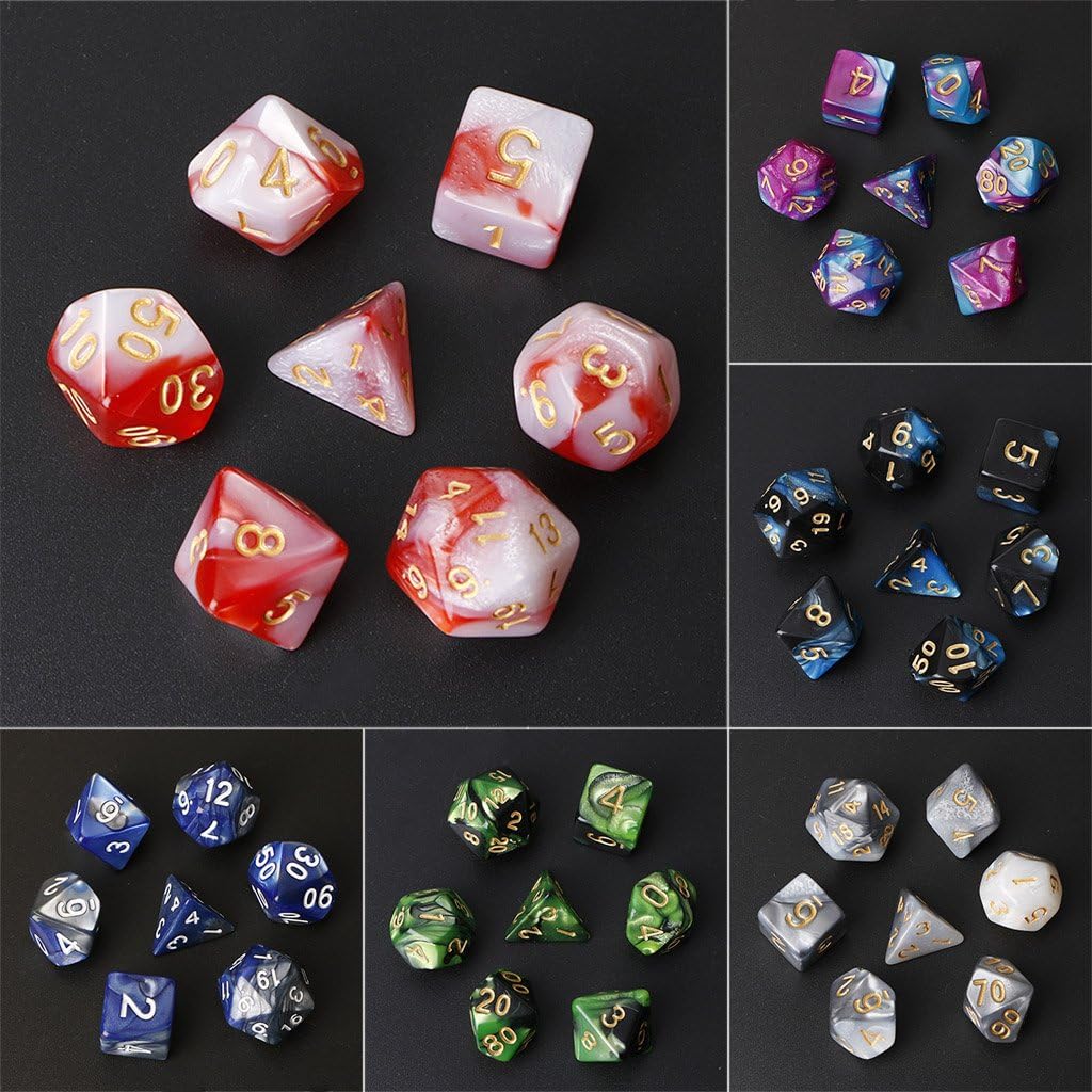 Flosky 7pcs/Set Acrylic Polyhedral Dice for TRPG Board Game Dungeons and Dragons D4-D20 (7)