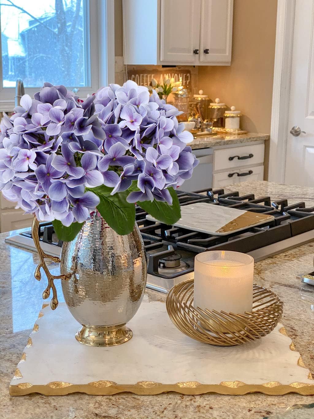 DILATATA Faux Hydrangea Large Artificial Purple Hydrangea Flowers 26" Real Touch Hydrangea Flowers Lifelike Silk Hydrangea Stems for Wedding Party Garden Home Decor-3pcs - Image 2