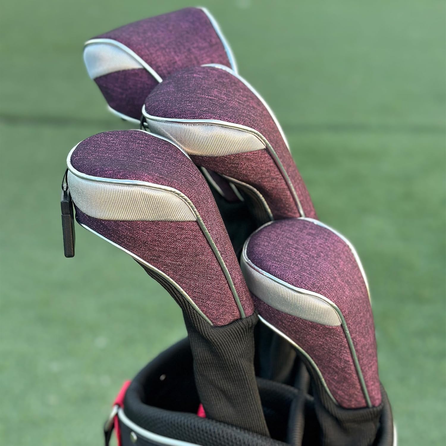 Andux 3pcs/Set Nylon Golf Wood Club Head Covers 460cc Driver Covers with Long Neck