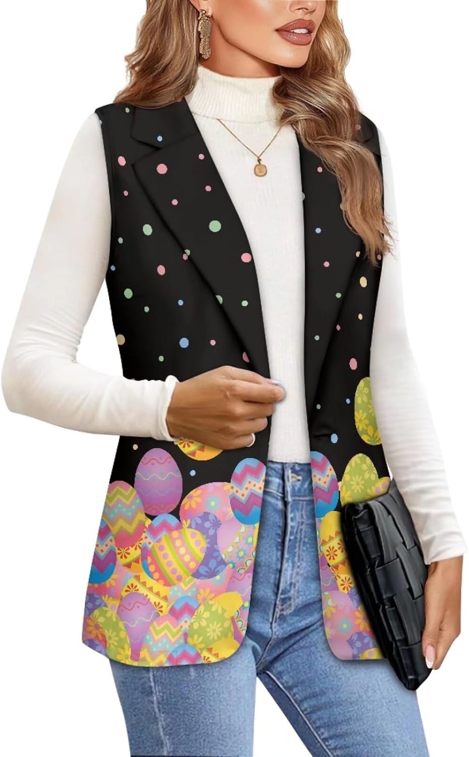 Womens Casual Suit Vest Loose Fit One Button Waistcoat Sleeveless Blazer Jackets Dressy Blazers Vest Tops