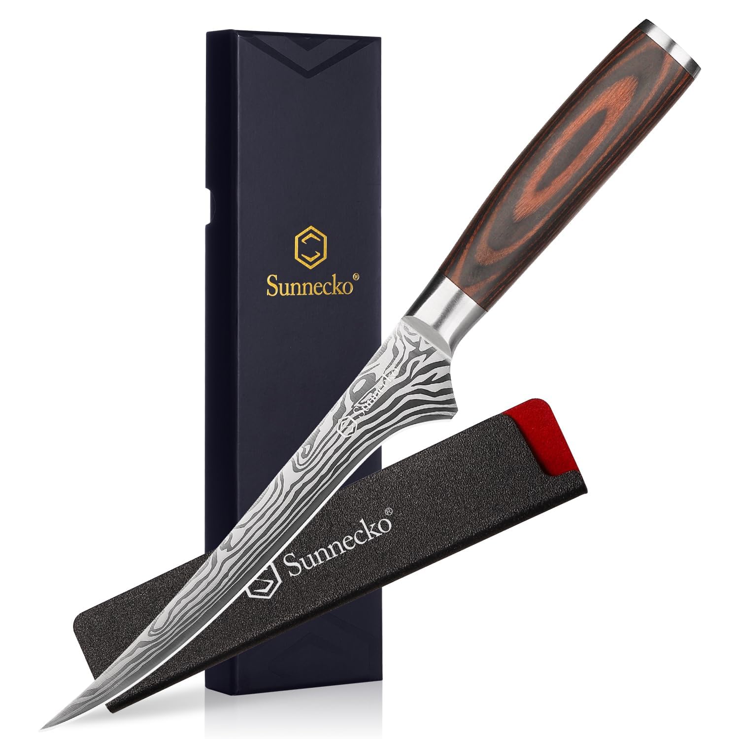 Sunnecko Carving Knife 6 Inch, Slicing Knife for Meat Cutting High Carbon German Stainless Steel Sharp Kitchen Knives for Meat and Poultry