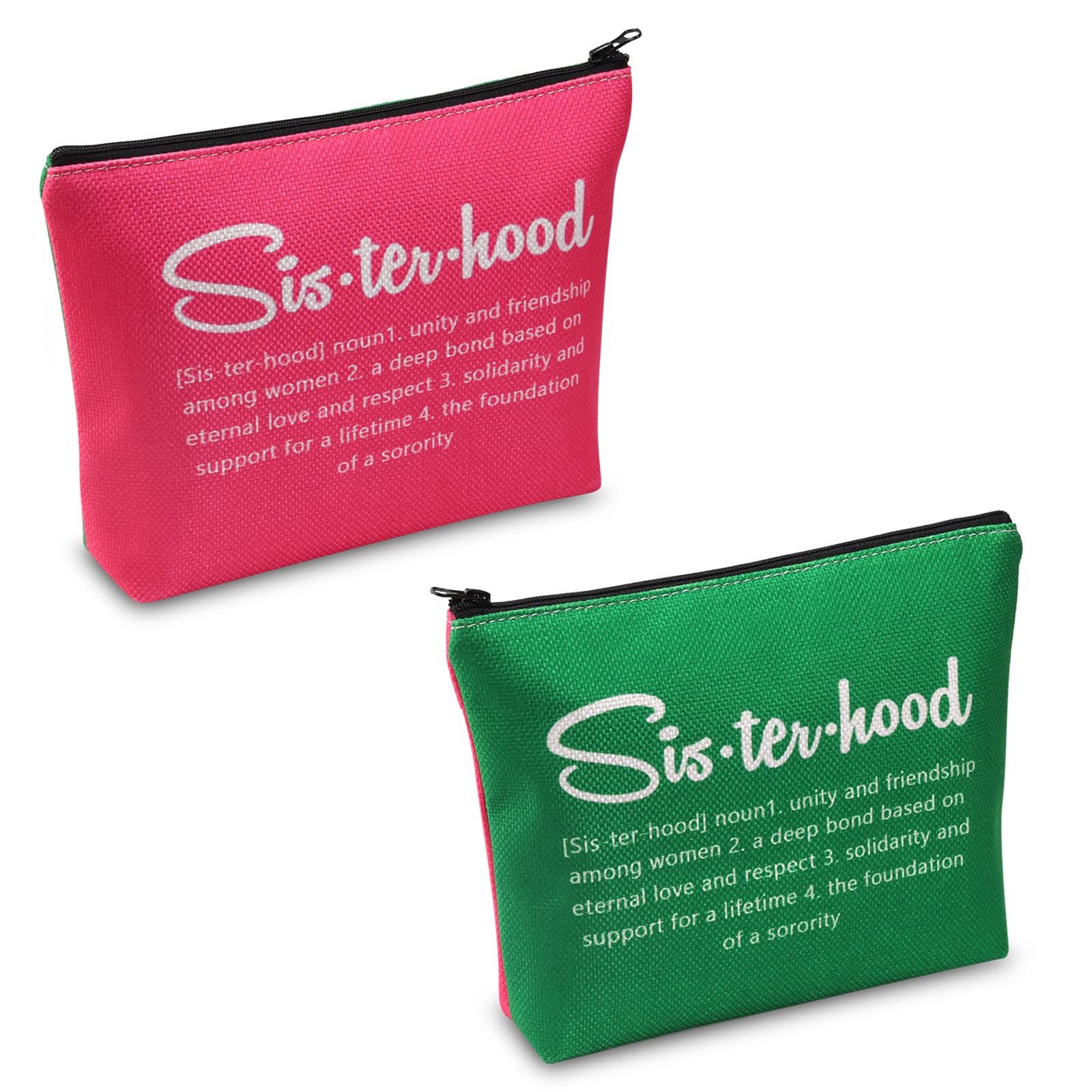 POFULL Pink and Green Sorority Graduation Bag - Greek Paraphernalia Cosmetic Bag Sisterhood Gift (Pink and green bag)