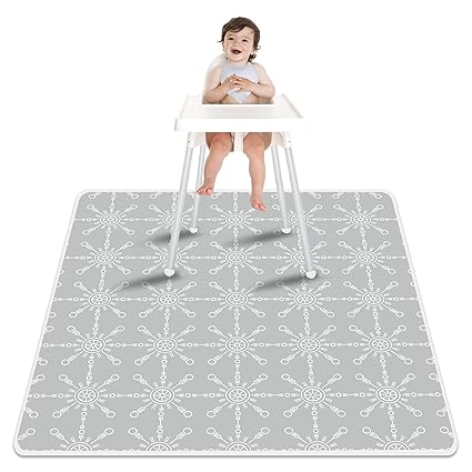 Paw Legend Washable Highchair Splat Floor Mat- Anti-Slip Silicone Spot Splash Mess Mat(53' X 53')-Food Catcher Art Craft Leak Proof Mat,Rudder
