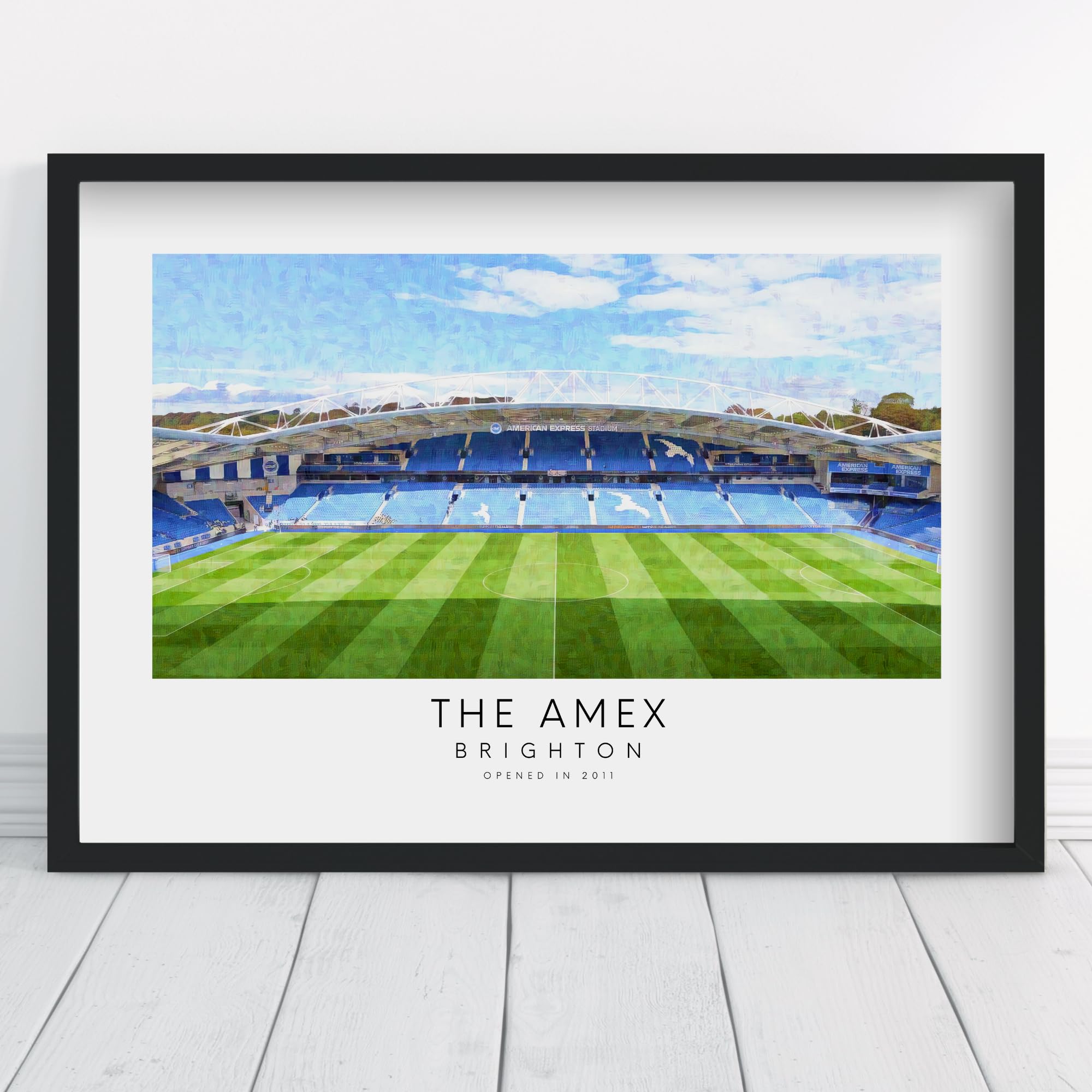 Brighton The Amex Artwork | Framed or Unframed Prints | Opened 2011 Football Stadium | Hove Albion Gift Poster Fan Gift Art Seagulls