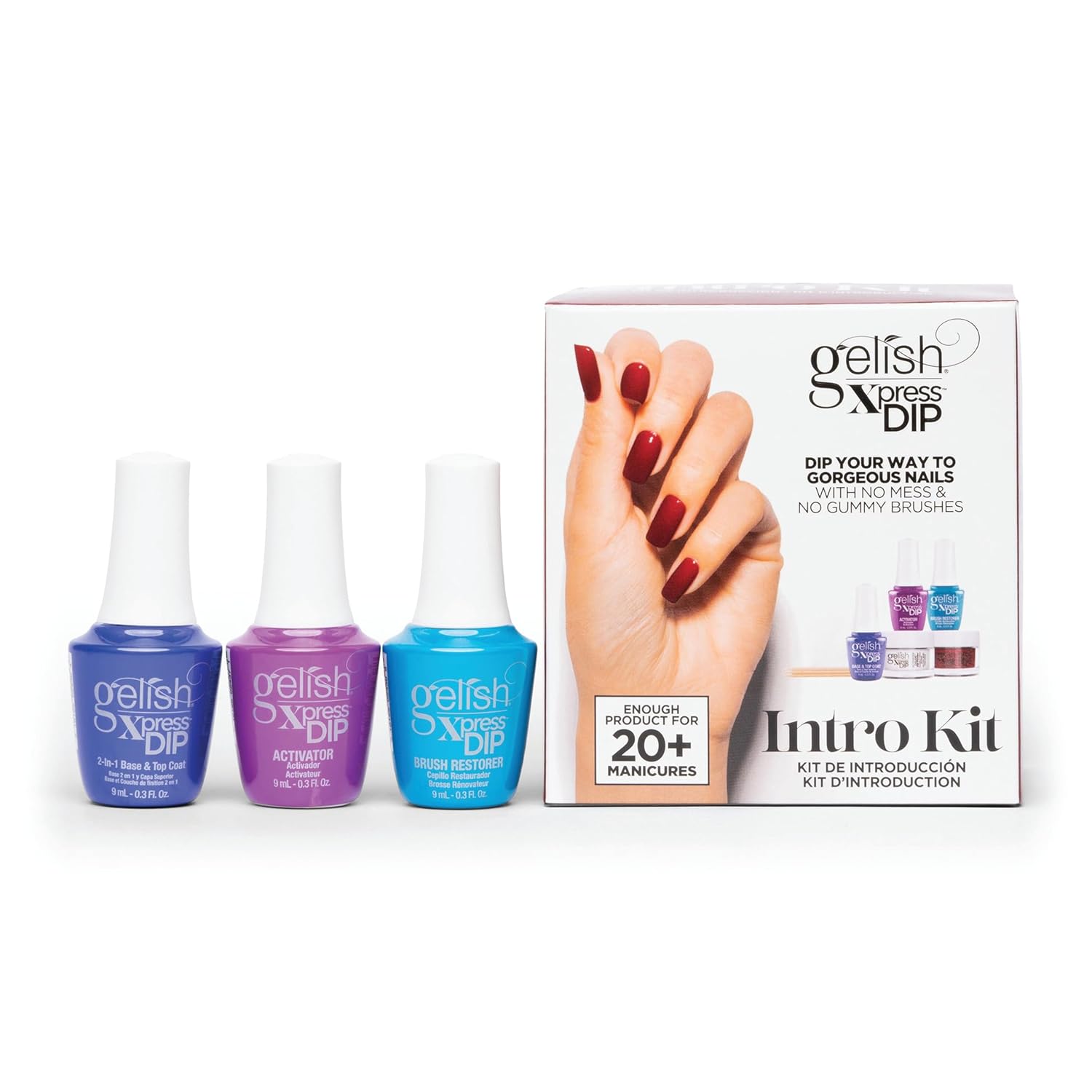 Gelish MINI Xpress Dip Intro Kit - No UV Light Needed, Odor-Free, Chip-Resistant, 20+ Manicures Long-Lasting Powder System with ColorFusion Formula.