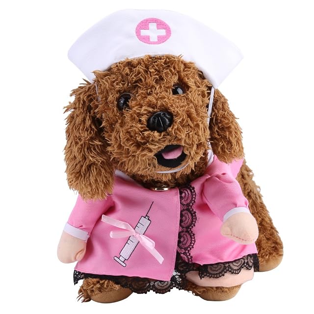 Foto 4 de 8 de Divertido Traje de Perrito Gato Ropa Cosplay de Mascotas Ropa Rosa de Enfermera con Sombrero Traje…