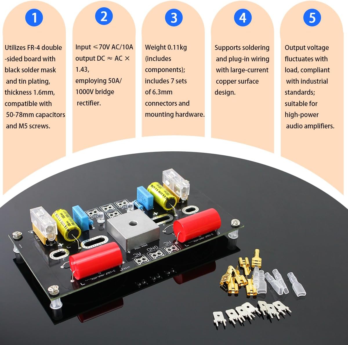 Semi-Finished Large Reservoir Dual Capacitor Screw-Type Rectification and Filtering Capacitor Board, Amplifier Power Supply Board