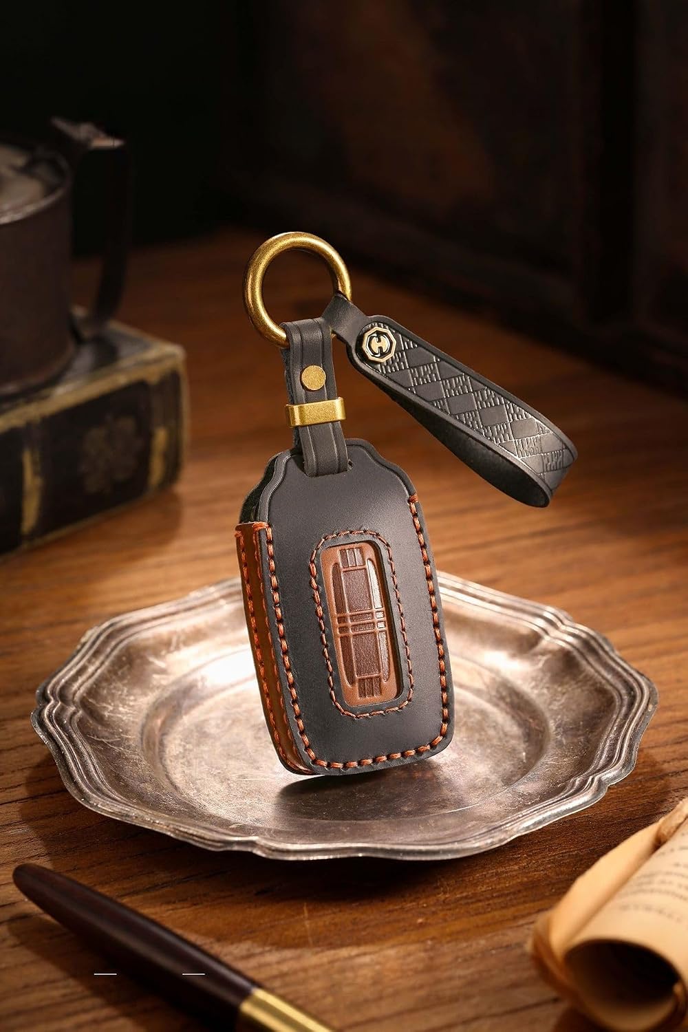 Leather Fit for Jetour Key Fob Cover Compatible with Jetour Zongheng G700 2025 2026 Key fob Replacement Remote Control Protection Keychain Case 4 Buttons Blue image 4
