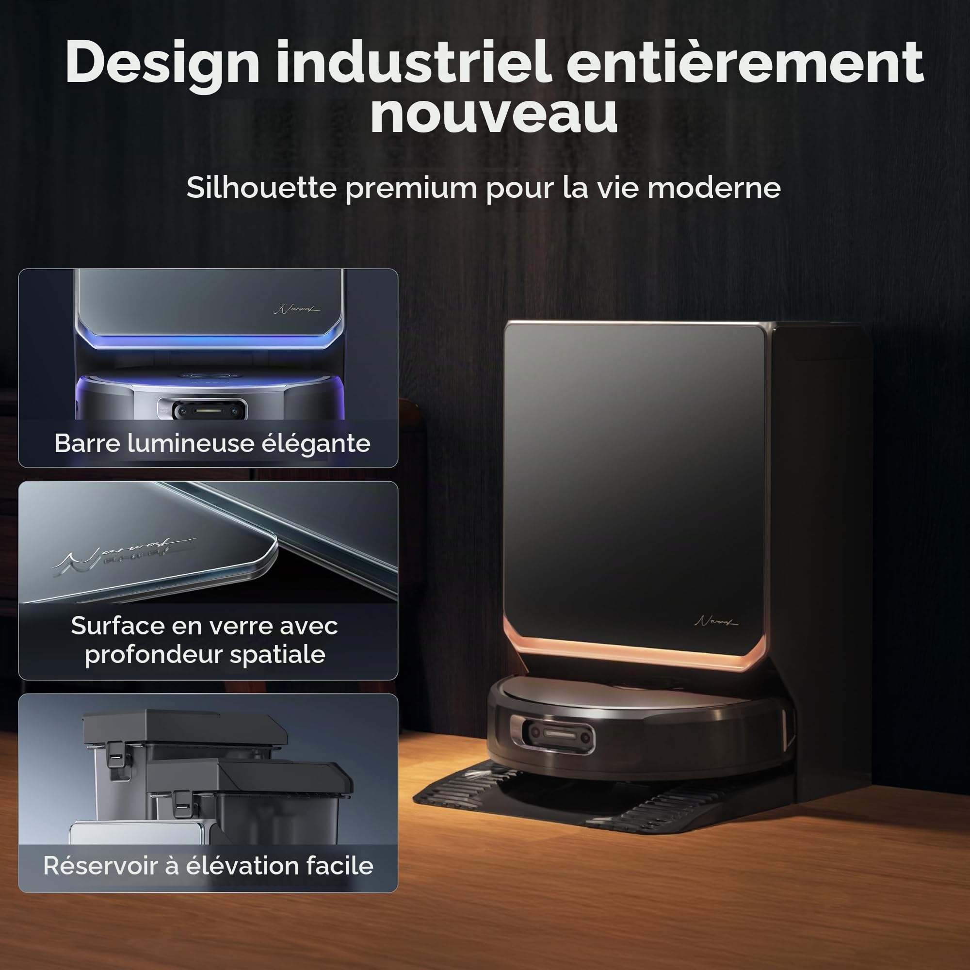 NARWAL Flow 2 Robot Aspirateur Laveur, 31 000Pa, 4.0 FlowWash Lavage et Nettoyage à 60-100℃ + Accessoire d'origine 930 ML Nettoyant