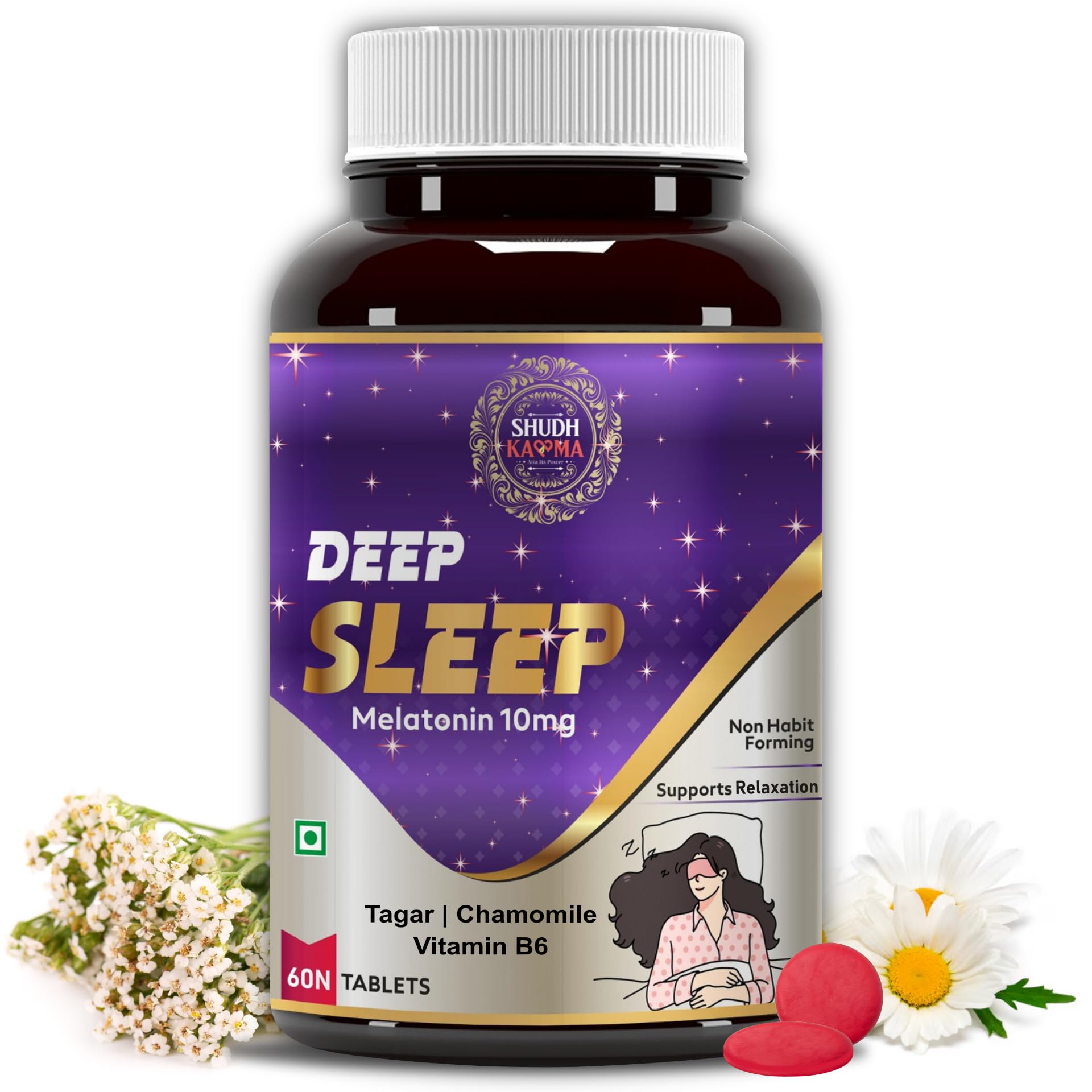 SHUDHKAAMA Aita Its Power Deep Sleep With Melatonin 10Mg And Tagar 250Mg | Sleeping Aid Pills For Deep And Strong Sleep For Men And Women | Non-Habit Forming & Non-Addictive – 60 Tablets (B0C1NTX8X6) Amazon Price History, Amazon Price Tracker