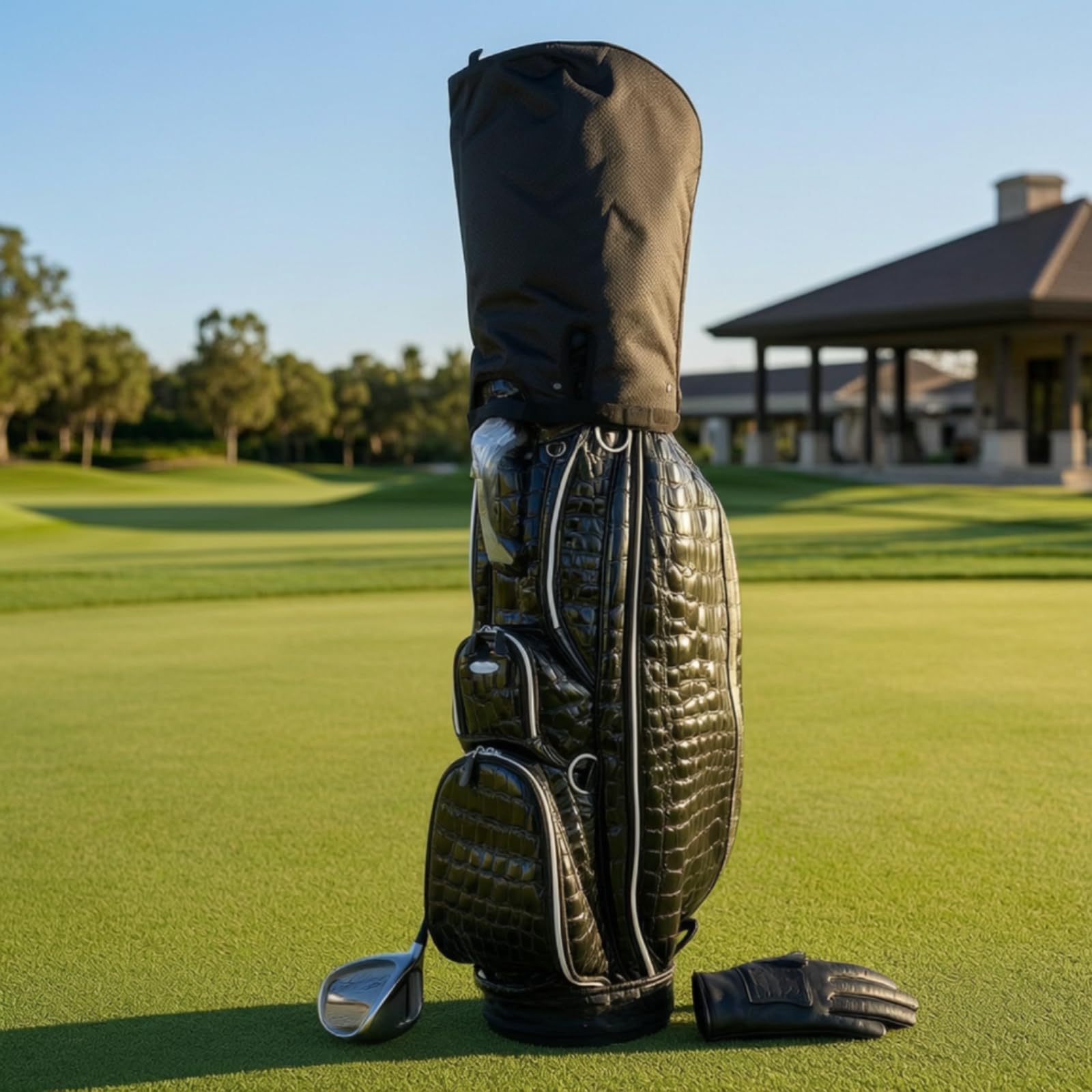 Harilla Golfschläger Schutzhülle Golftasche Abdeckung Regenhaube Staubschutz Zubehörtasche Nylon Gepolstert Reißverschluss Schnellzugriff für Reise Lagerung