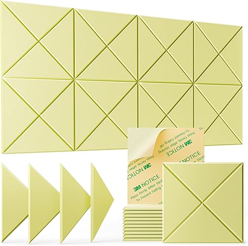 Miniatura 49 de Paquete de 22 paneles acústicos autoadhesivos, 12"X 12"X 0.4" paneles de espuma insonorizante, paneles de pared insonorizados de alta densidad,