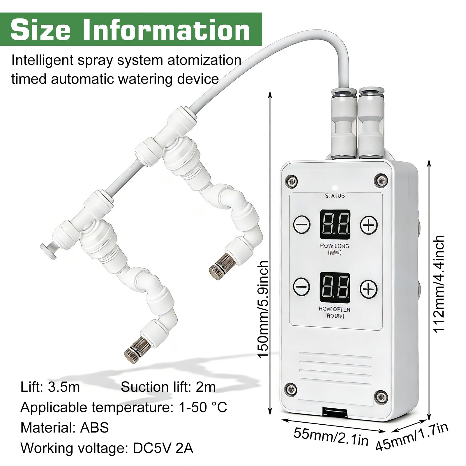 Sistema de riego Terrario Smart, sistema inteligente para reptiles con boquillas de pulverización de 360 ° con temporizador, humidificador de reptiles, atomizador automático para camaleones, anfibios