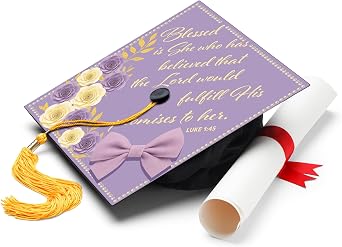 ADVANSYNC Blessed Is She Who Believed Graduation Cap Topper