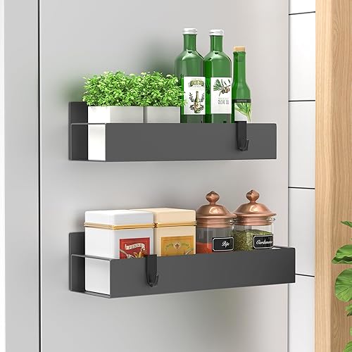 Miniatura 41 de Paquete de 4 Organizadores Magnéticos de Almacenamiento de Especias para Refrigerador y Horno, Organizadores y Almacenamiento Gris para Nevera
