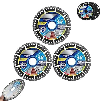 Diamond Multi-Purpose Saw Blades, 4.5 Inch Heavy Duty Angle Grinder Discs, Durable Compound Saw Blade, Versatile Cutting Disc for Cutting Marble/Quartz/Stone/Tile/Metal/Plastic3PCS