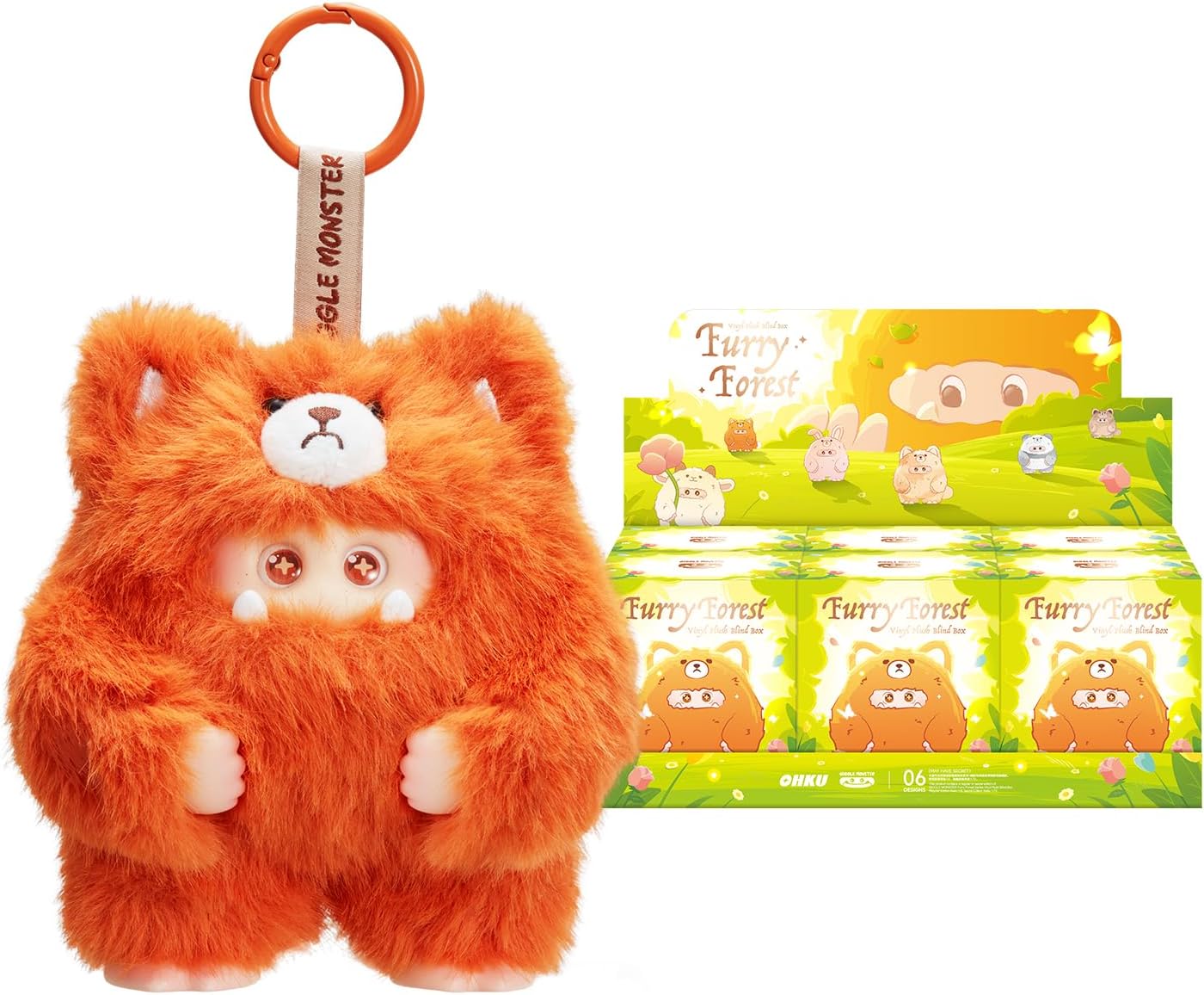 Giggle Monster Furry Forest Series Vinyl Plush Blind Box Random Design Action Figures Collectible Toys Home Decorations Holiday Birthday Gifts (Whole Set)