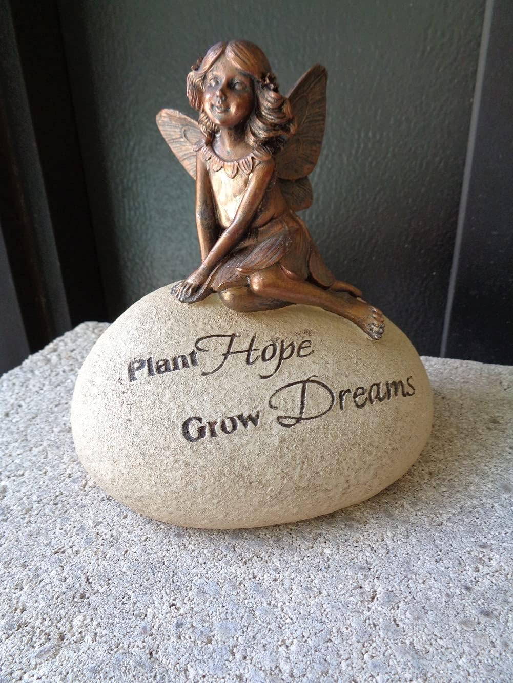 Giftcraft Bronze Effect Fairy Sitting on Stone/Rock