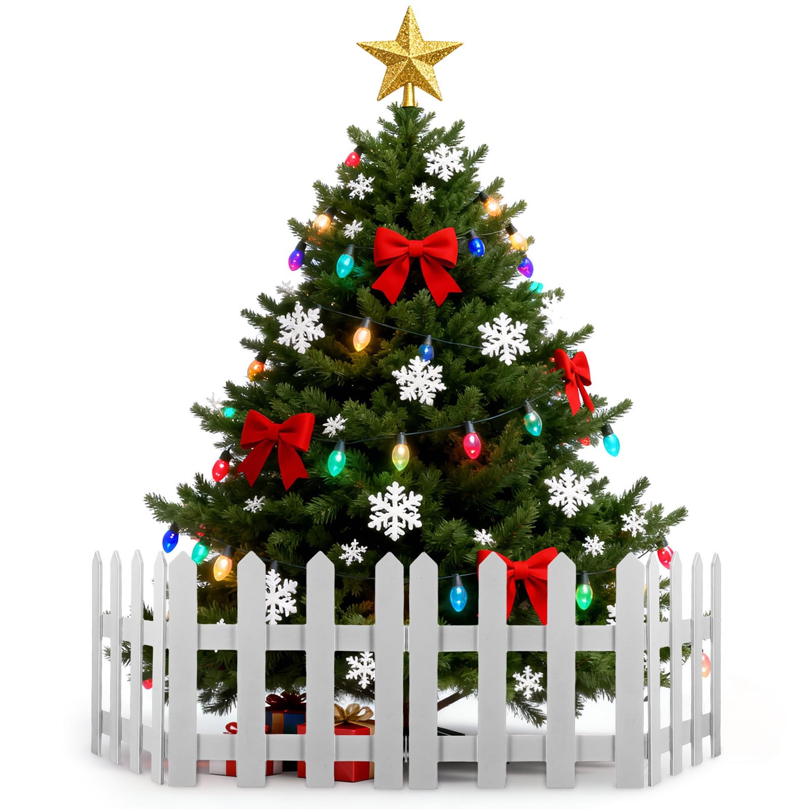Clôture décorative en bois blanc 1,2m barrière sapin de Noël jardin