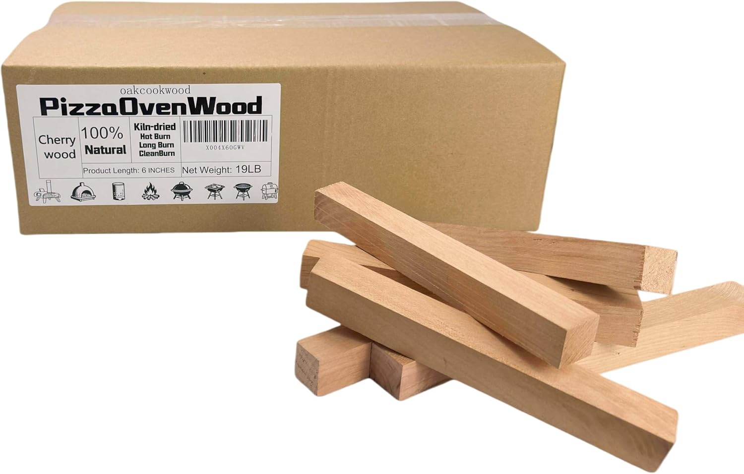 Smoker Box & Tabletop Cooking & Smoking Mini Firewood, Kiln-Dried 4-Inch Cherry Wood for Gas Grills, Solo Stove Mesa & Mesa XL, Bark-Free Wood Chunks, Outdoor Wood Logs for Fuel 19-lb Box