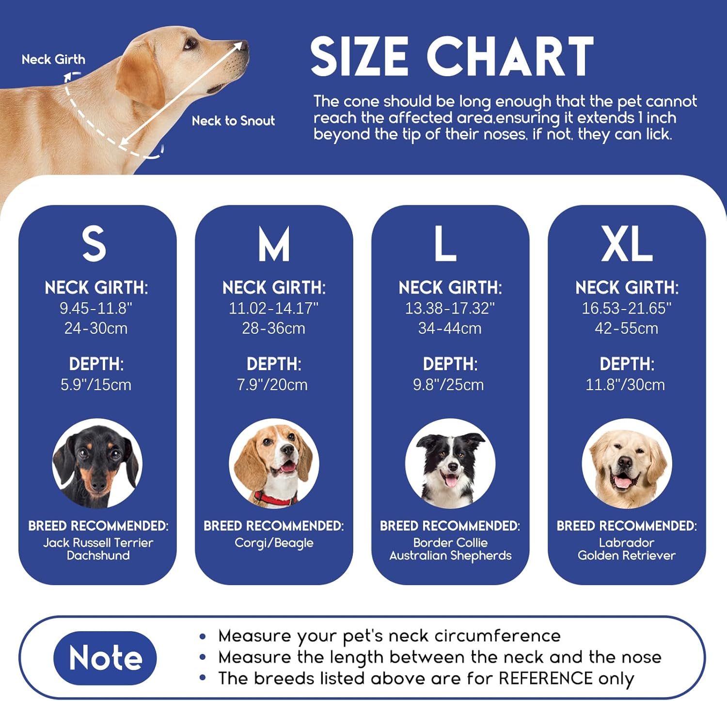 ASENKU Dog Cone Collar, Protective Recovery Dog Collar After Surgery, Comfy Adjustable Cone for Dogs to Stop Licking, Pet E-Collar for Small, Medium & Large Dogs(Blue, XL)