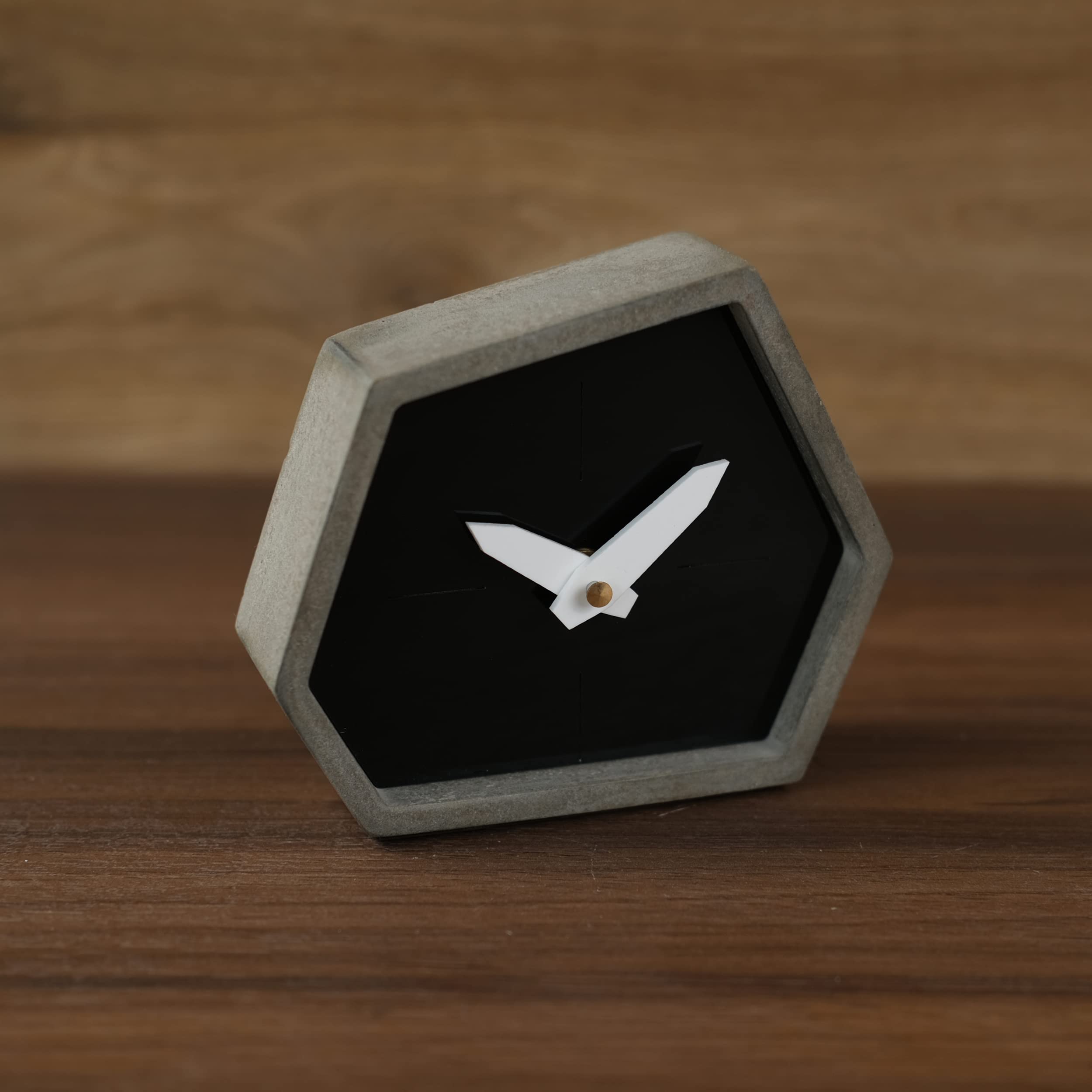 LuvihCrete Concrete Silent Swift Movement Closed Back Square Desk & Shelf Clock with Lather Surface Protector TC-3 (Grey)