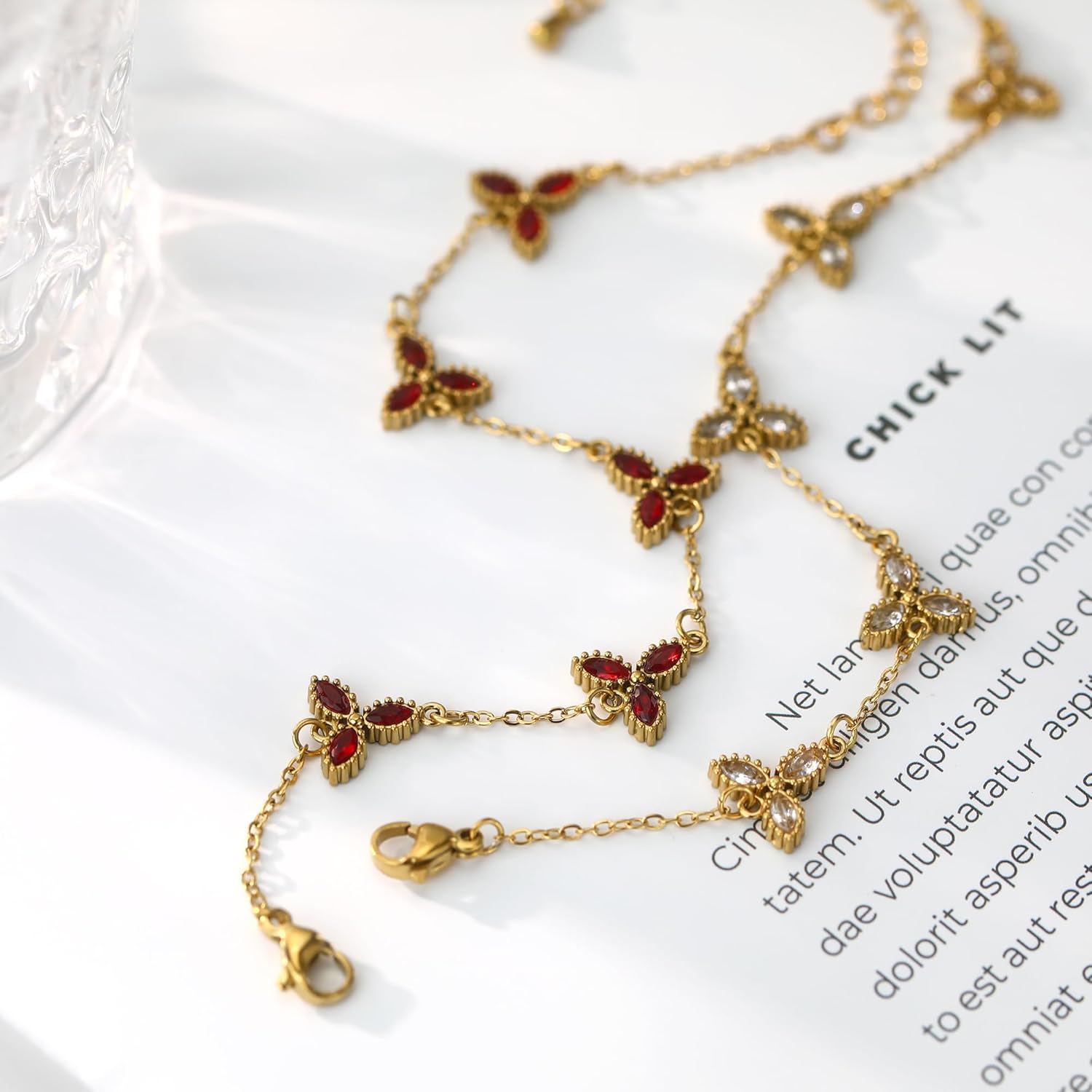 Gold Clover Flower Bracelet for Women, Non Tarnish 18K Gold Plated Diamond Star Floral Lucky Charm Adjustable Link Bolo Bracelets Trendy Jewelry Gifts - Image 8