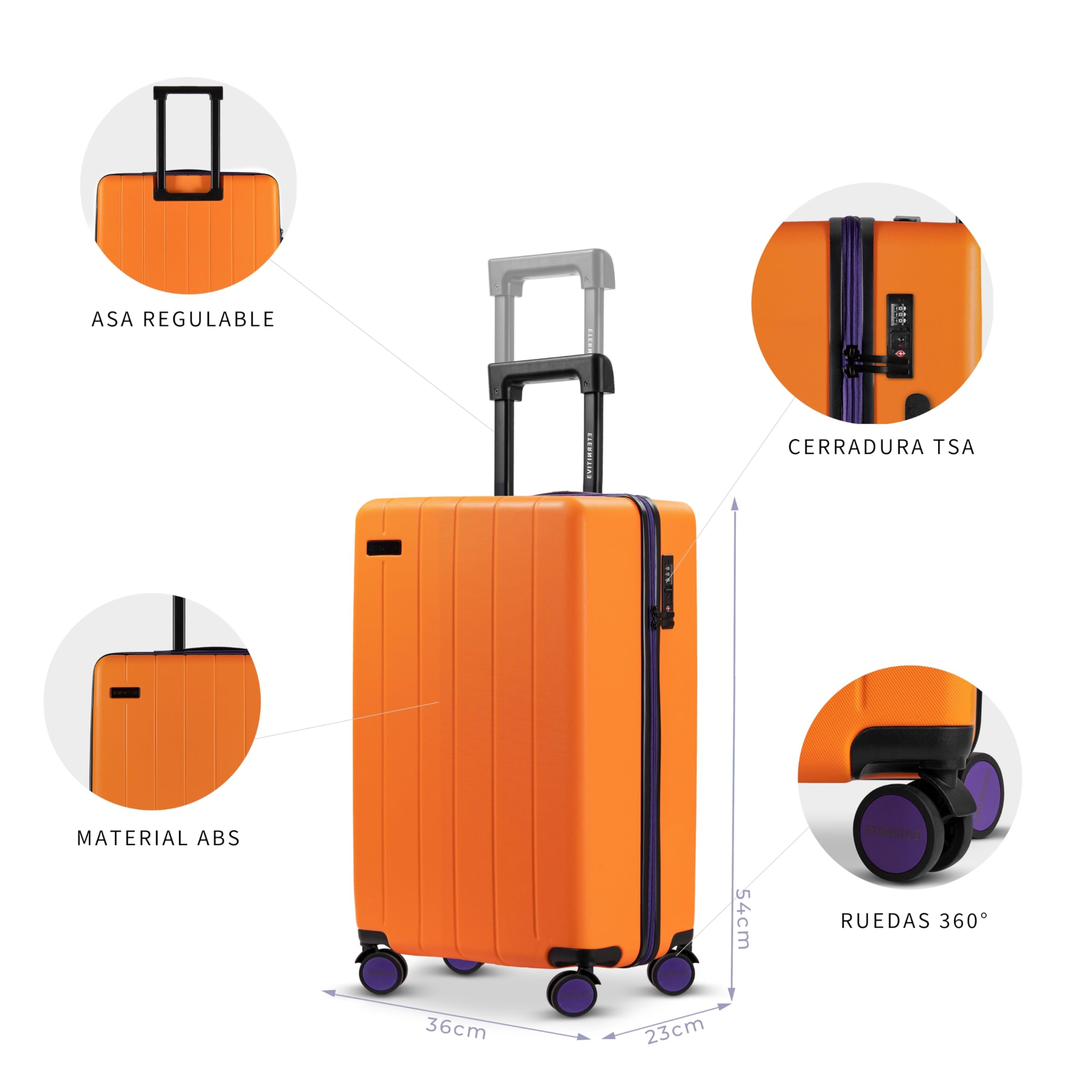 ETERNITIVE - Maleta I Maleta Rígida de ABS I Maleta Viaje con Cerradura TSA I Maleta Viaje con Ruedas 360°