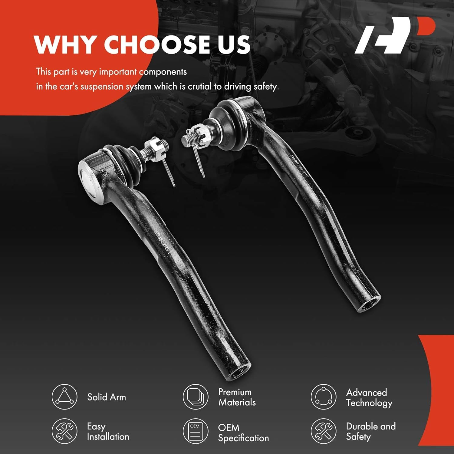 A-Premium 2 x Front Outer Tie Rod Ends, Compatible with Honda CR-V 1997-2001, Civic 1992-2000, Civic del Sol 1993-1997, Fit 2009-2014, Insight 2010-2014, Acura EL 1997-2000, Integra 1994-2001