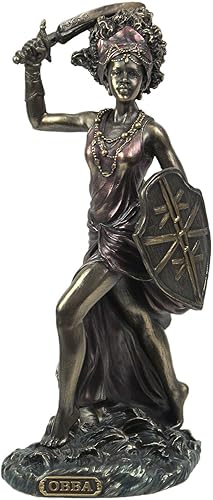 Veronese Design 8 5/8" Santeria Orishas Obba River Goddess Resina Fundida en Frío Acabado Bronce Estatua