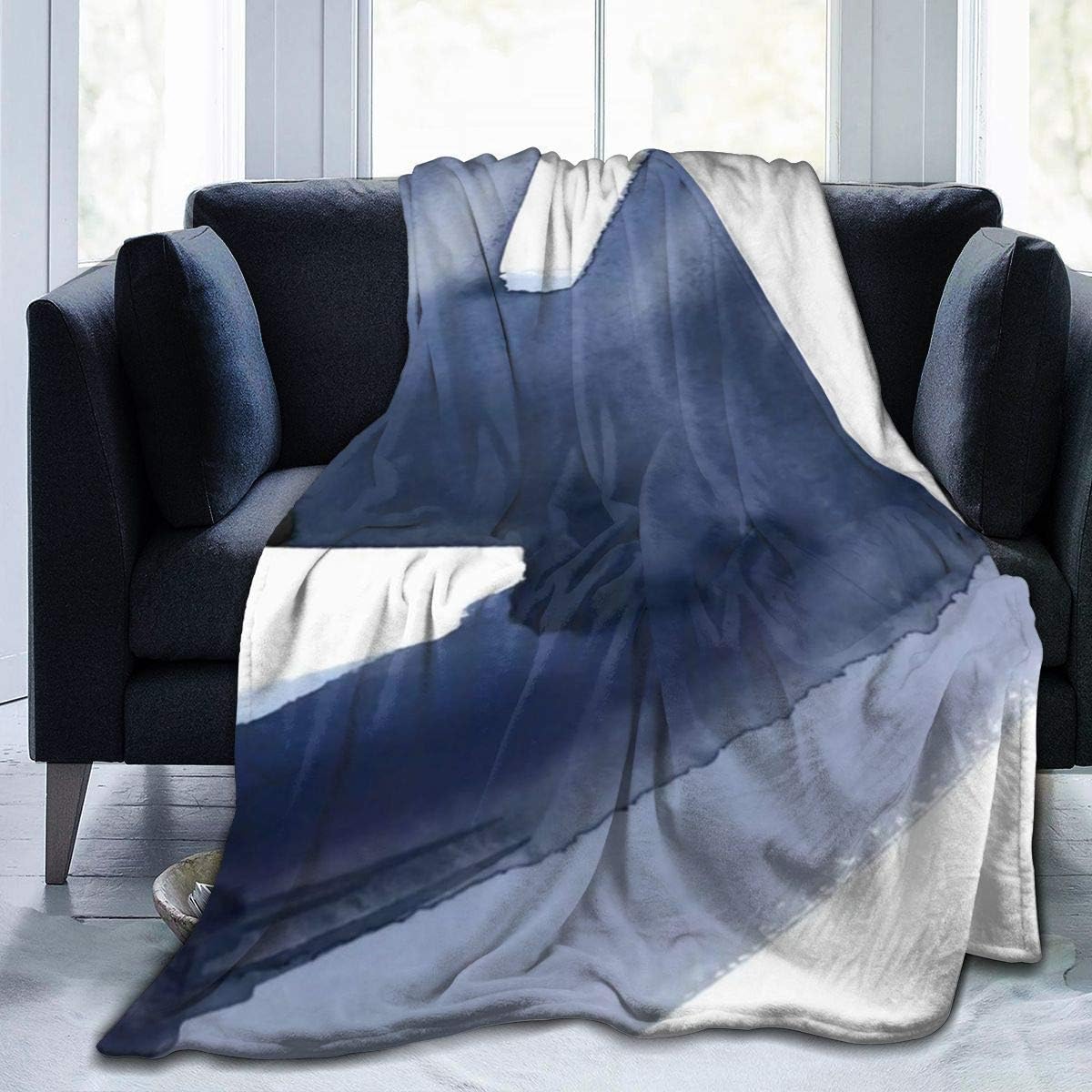 Inontime Cobija 3D Flannel Fleece Blankets, 80"x60", Dreams Awakened Navy Blue Creative Vintage