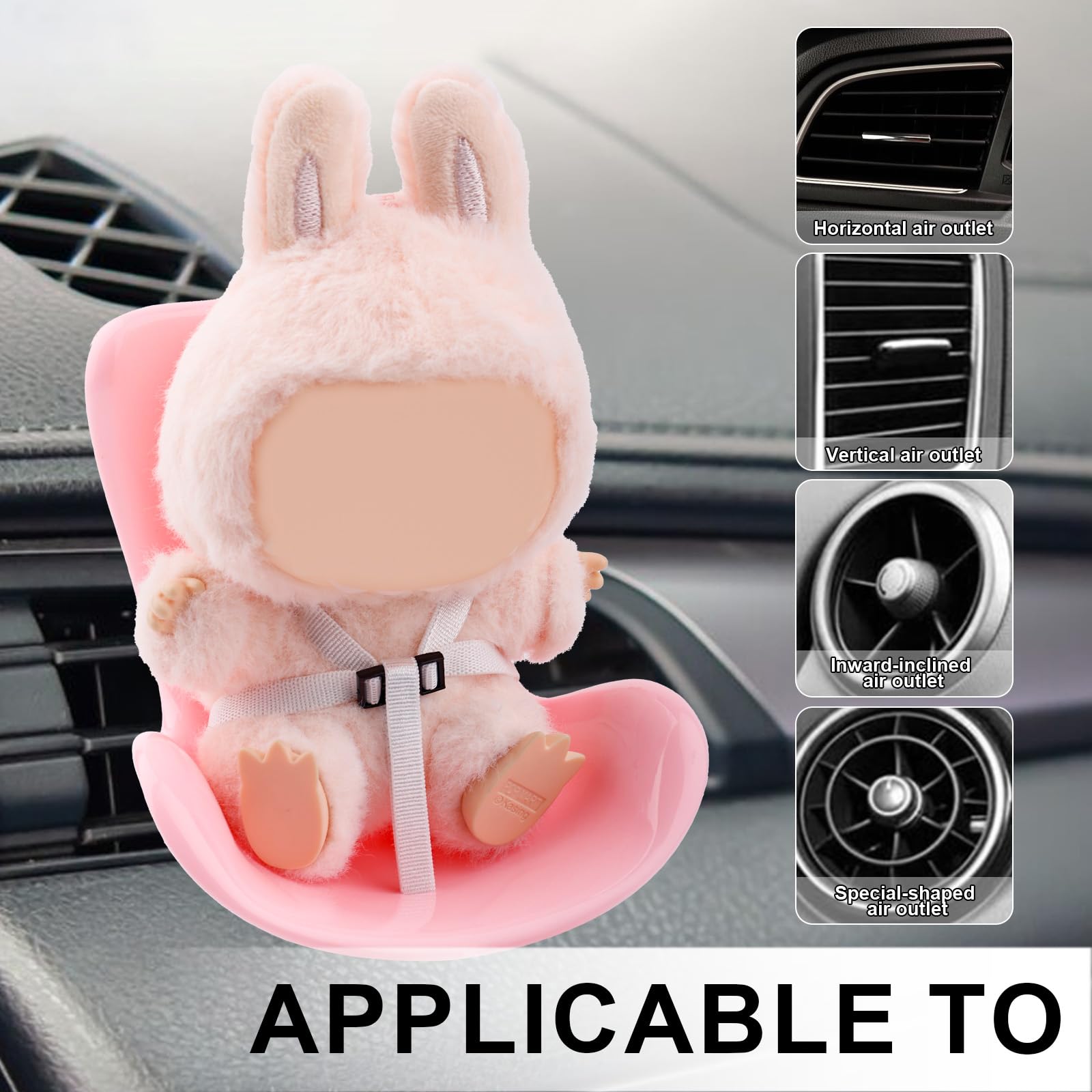 Labubu – Siège De Sécurité De Voiture Pour 15-17cm, Mini Poupée Idole En Peluche, Sortie D'air, Aromathérapie, Ornement De Voiture, Cadeaux, Décoration Intérieure De Voiture / Poupées Et Accessoires