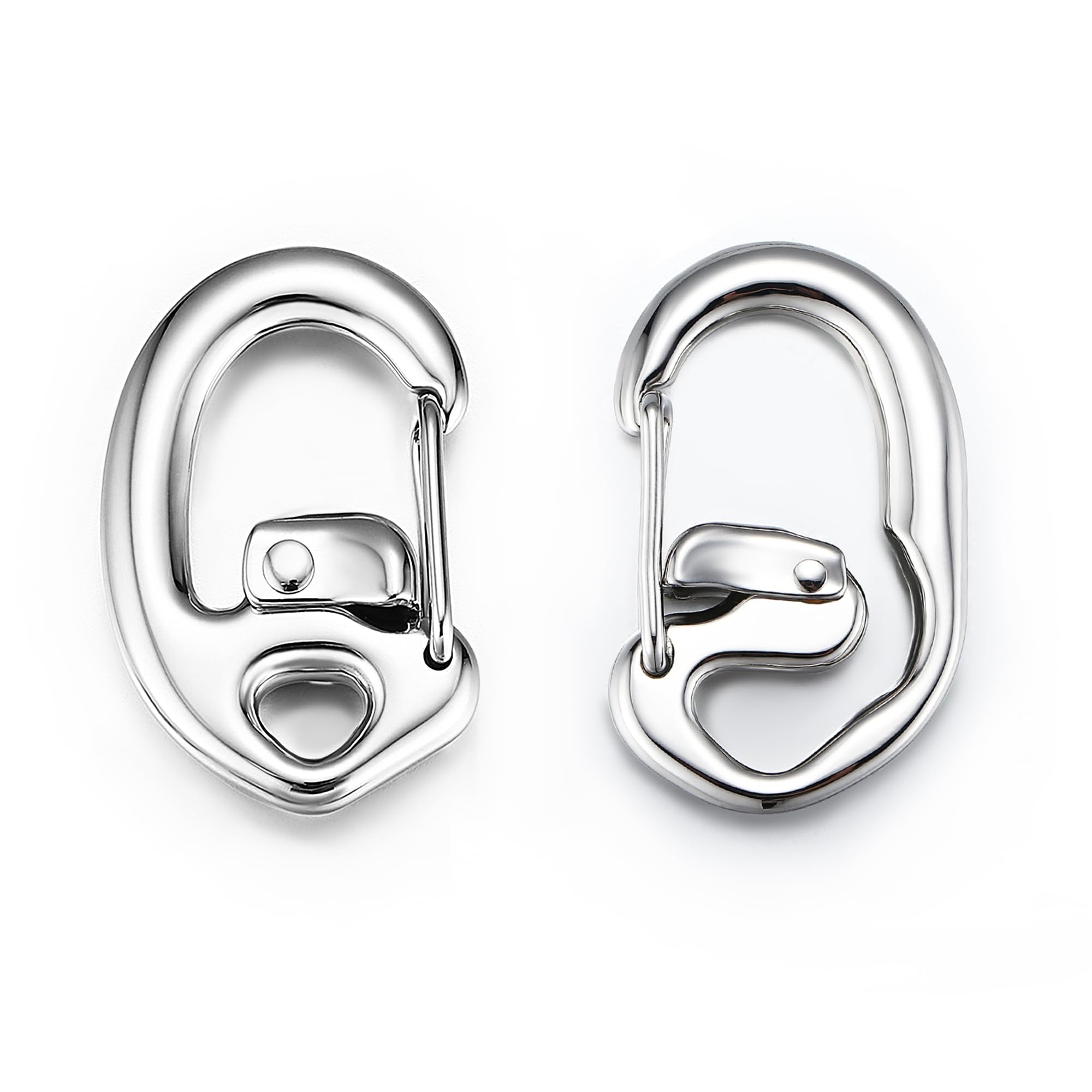 Double Locking Carabiner Clips with Anti-Misopening Design - 1.75'' Cold Forged Stainless Steel Keychains for Outdoor Camping -1 Closed Loop and 1 Open Loop Clip