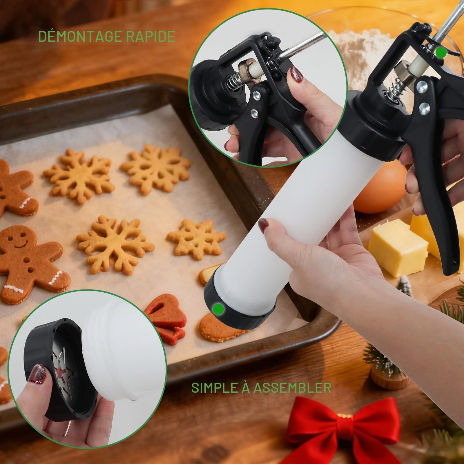 Machine a Churros,Presse à Biscuits pour Pâtisseries - Appareil a Churros avec 12 Pochoirs, 8 Douilles et Poche à Douille - Presse à Churro Pistolet à Pâtisserie pour Gâteaux Dessert et Biscuits