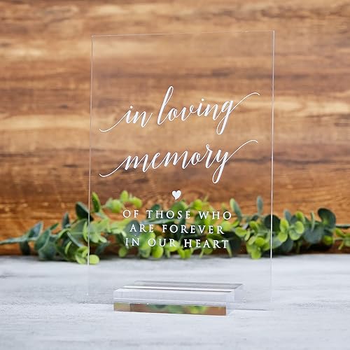 Miniatura 5 de Letrero de recuerdo con soporte, 5 x 7 pulgadas, acrílico transparente, para decoración de boda, fuente moderna, con soporte para boda y fiesta