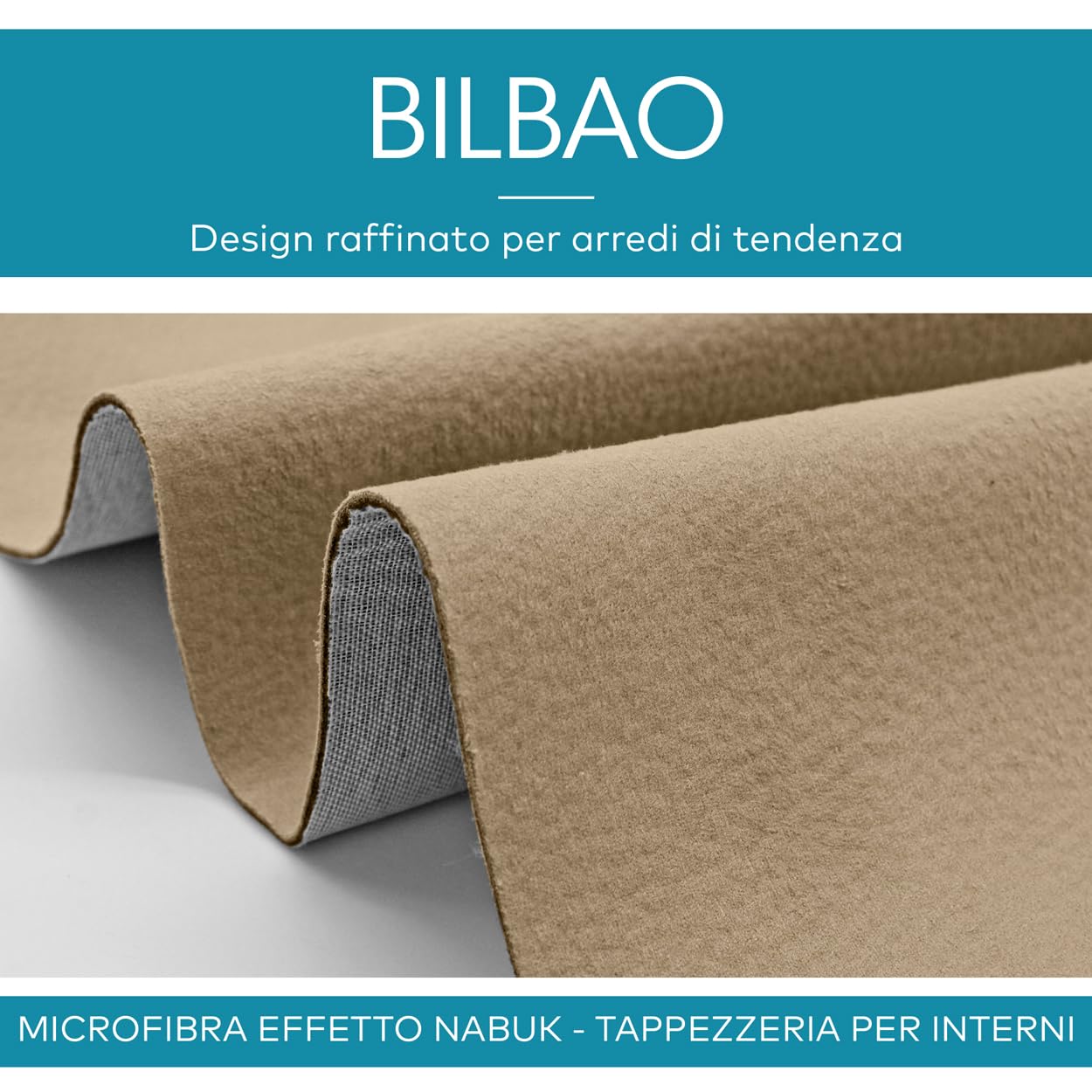 DESHOME Bilbao 15 Meter Stoff für Sofas aus strapazierfähigem Mikrofaser in Lederoptik, Meterware für Polstermöbel, Sofa, Sessel, Kissen, Stuhl, Beige