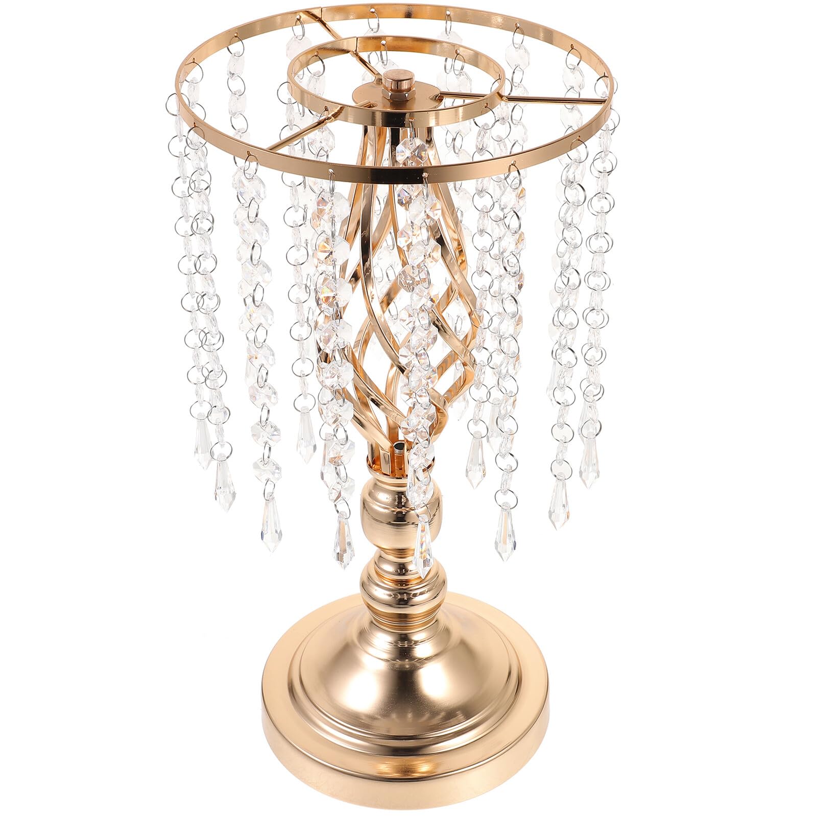 Happyyami Metallvase für Tischdekoration Hochzeit Zierlicher Kerzenhalter aus Eisen Trockenblumenständer 40cm Goldfarben für Party und Wohnraum