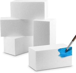 Hard Foam Blocks (4 Pack) | 8 x 4 x 4 Inch Non-Squishy Craft Foam Cubes | Polystyrene Brick for Arts and Crafts, Sculptures, Floral Arrangements, Modeling, Centerpieces & More by MT Products
