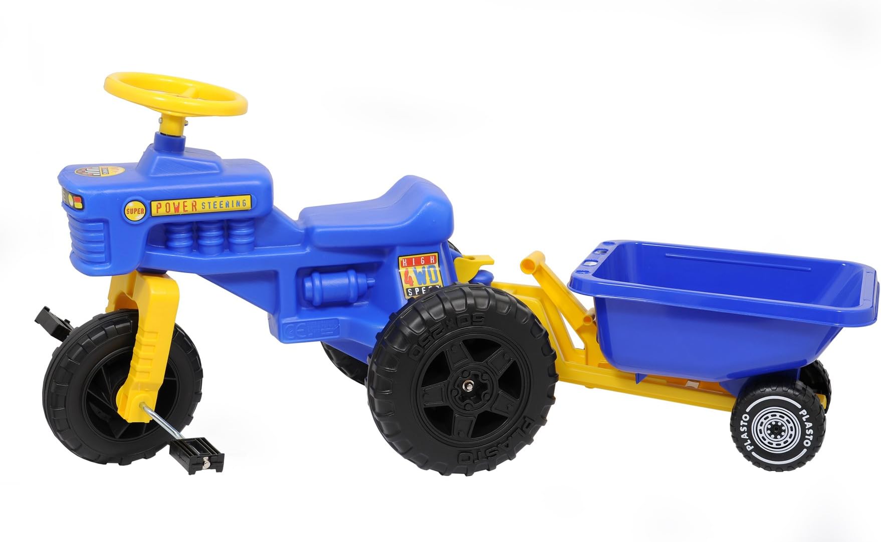 Plasto 1101000EBL Pedal Tractor with Trailer, Blue