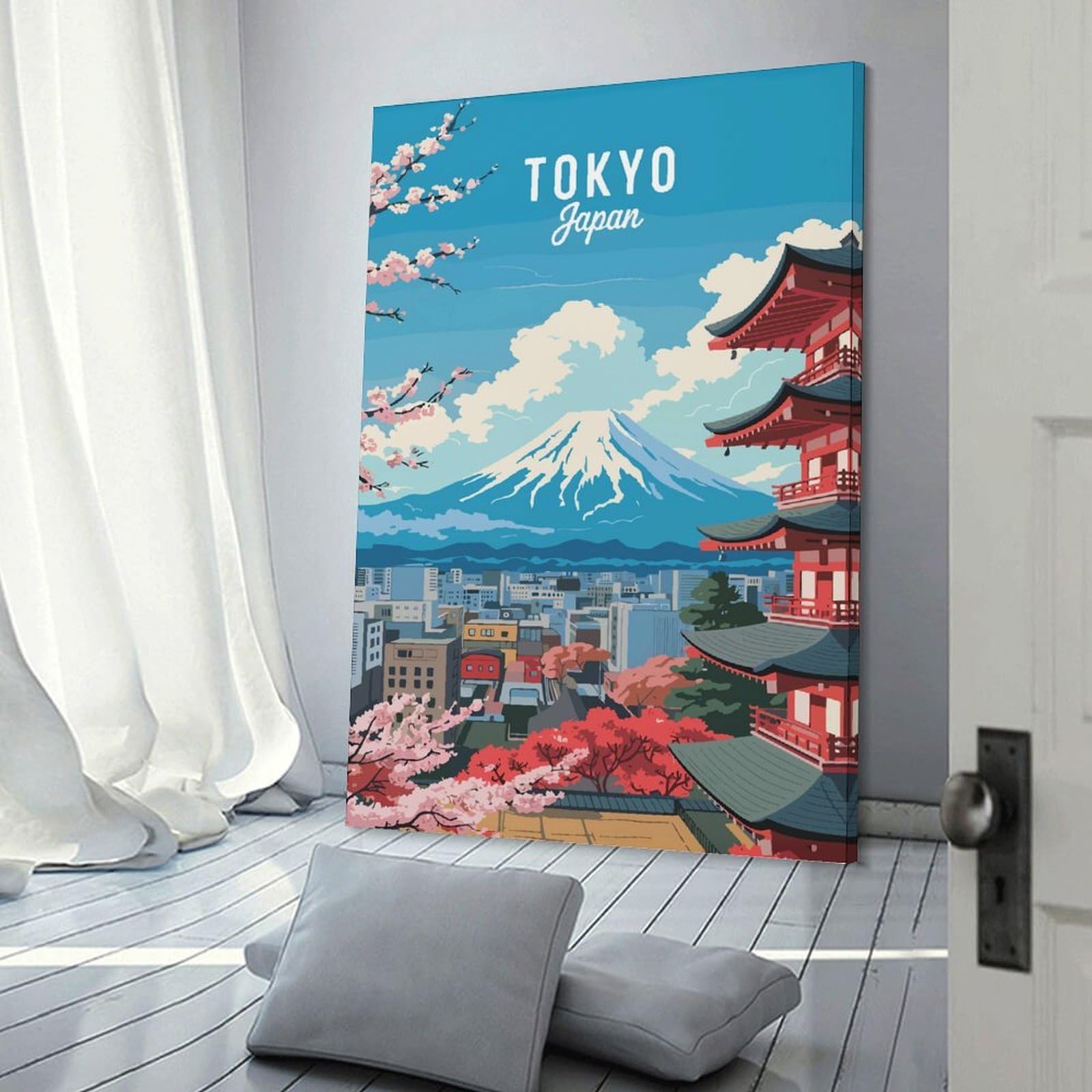 Junmoney Tokyo Japan Travel (3) Canvas Wall Decor, 20x30inch(50x75cm), for Bedroom, Guest Room Or Reading Nook, Canvas Wall Decor for Personal Spaces