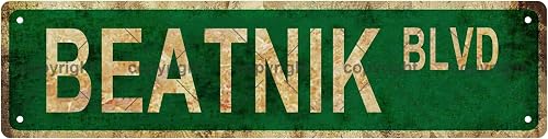 BEATNIK BLVD PEOPLE Metal Tin Street Sign Bar Cafe Garage Cave Home Room Wall Ba