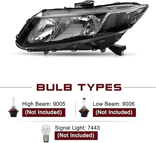 Miniatura 58 de JSBOYAT Conjunto de faros delanteros para Honda Civic 4Dr Sedan 2012-2015 2012-2013 Honda Civic 2Dr Coupe OE Style (Faro izquierdo del conductor)