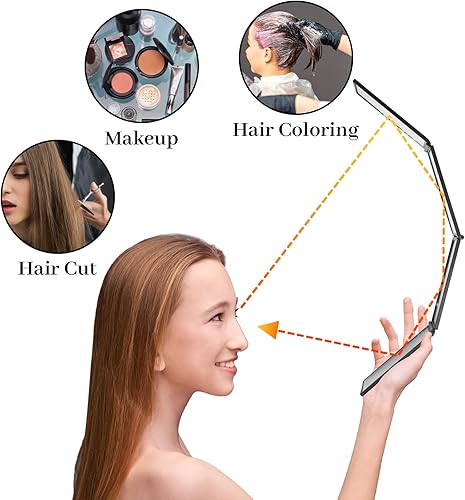 Miniatura 5 de 4 Way Mirror for Self Hair Cutting , Barber Mirrors , 360 Degree Handheld Desktop Self Haircut Mirror , Portable Foldable Makeup Mirror for Hair