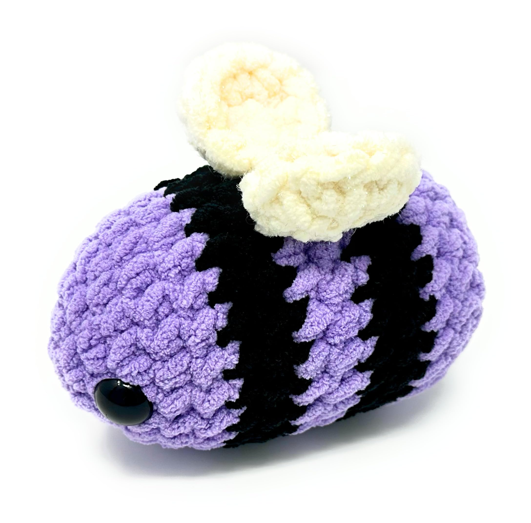Bumble Bee Crochet Stuffed Animal - Handmade, Plush and Cozy Gift for All Occasions - Perfect for Baby Showers, Birthdays - Home Decoration - Ideal Nursery Decor and Back to School (Purple)