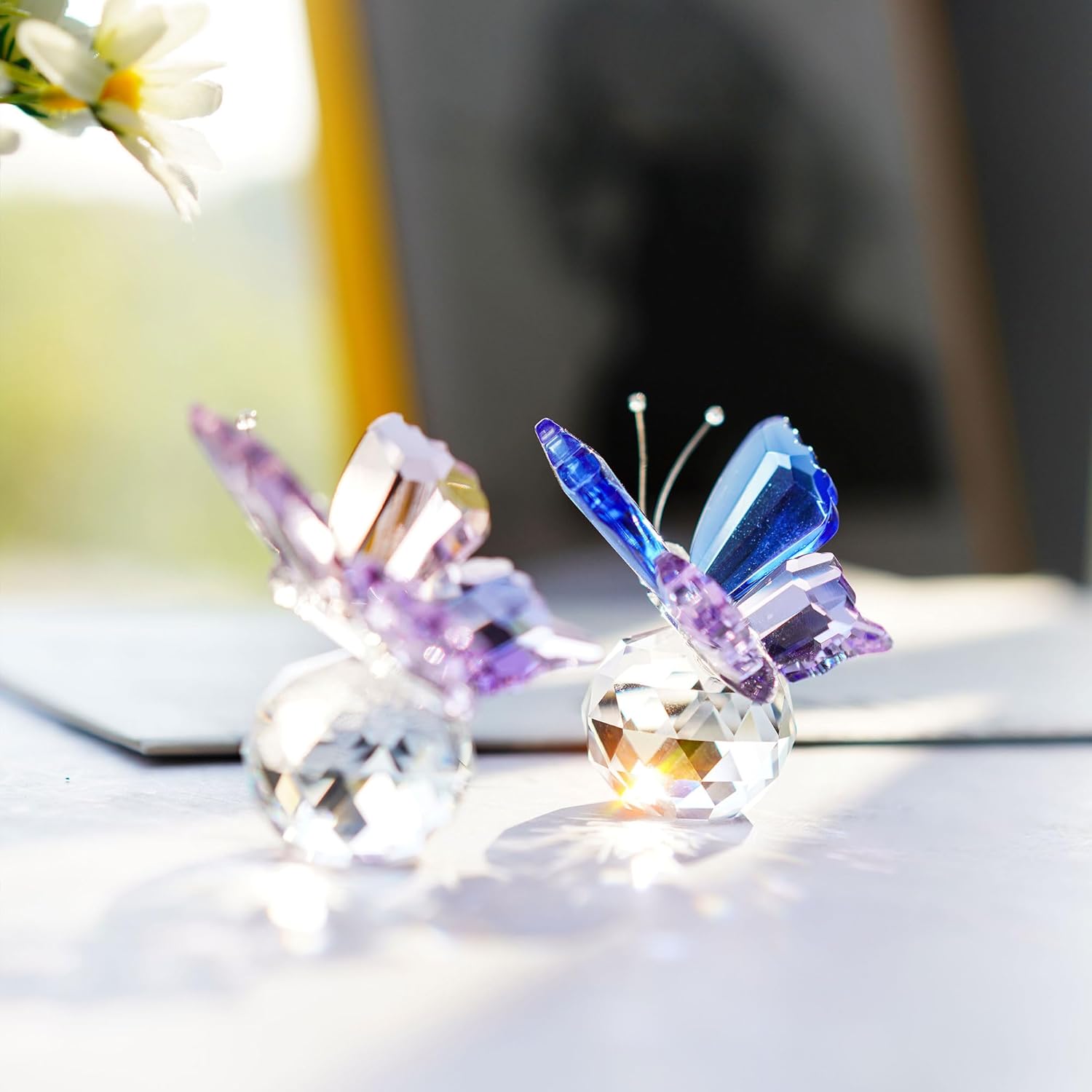 2pcs Crystal Butterfly Figurines with Clear Ball Base Butterfly Ornaments Animal Collectibles Crystal Decoration for Christmas Wedding Party Gifts for Women - Image 3