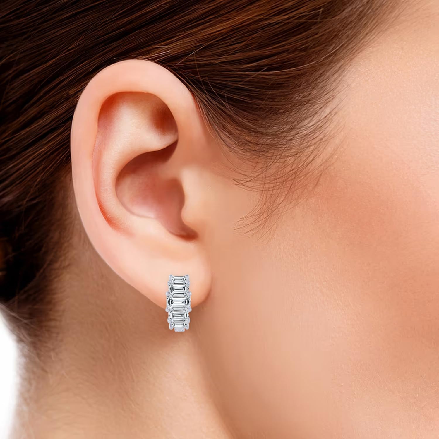 Houston Diamond District 1 to 5 Carat (ctw) Emerald Shape LAB GROWN Diamond Hoops Earrings (Color D-E Clarity VS1-VS2)