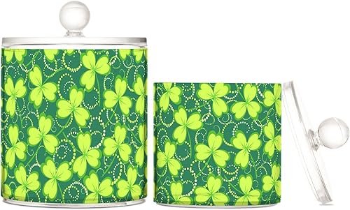 St Patricks Day Jars with Lids Plastic Jars Bathroom Containers Canister Jar Cotton Swab Dispenser for Dorm Room Essentials for College Students